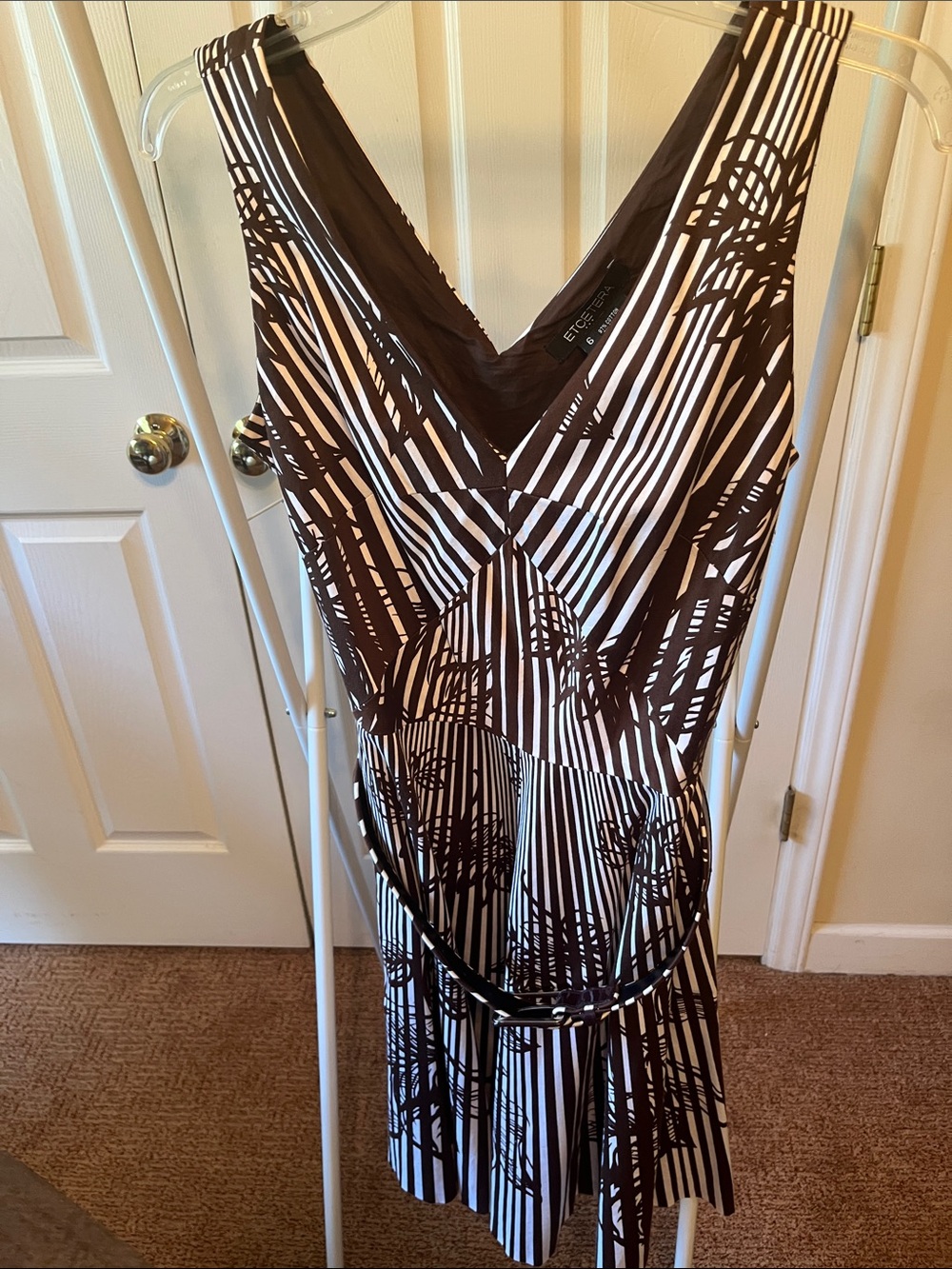 Etcetera Brown and White Striped Dress